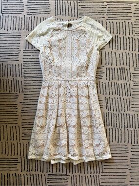 Francesca's Collections Ivory Lace Fit & Flare Dress